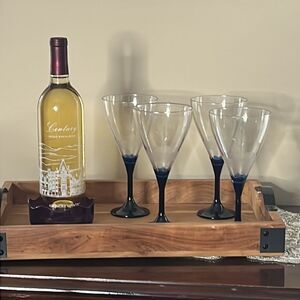 Tupperware Stemware Sheerly Elegant set of 4 & Bottle Holder